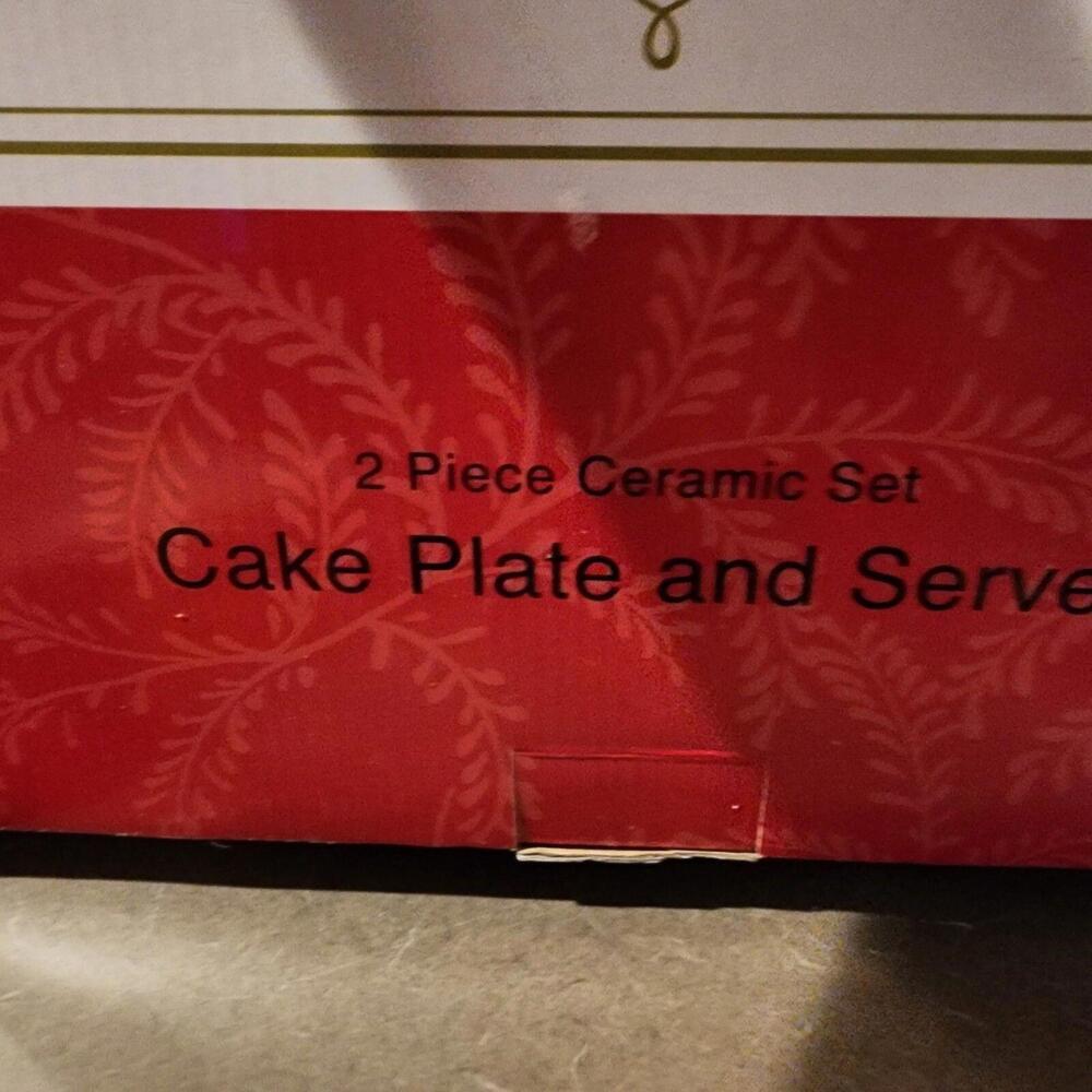 New holiday cake platter set 12” Round Cardinal Cake Plate With Cake Server A3 - Picture 4 of 7